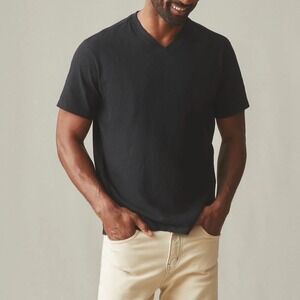 American Giant Classic V Neck T Shirt Black Cotton Size L Made in USA